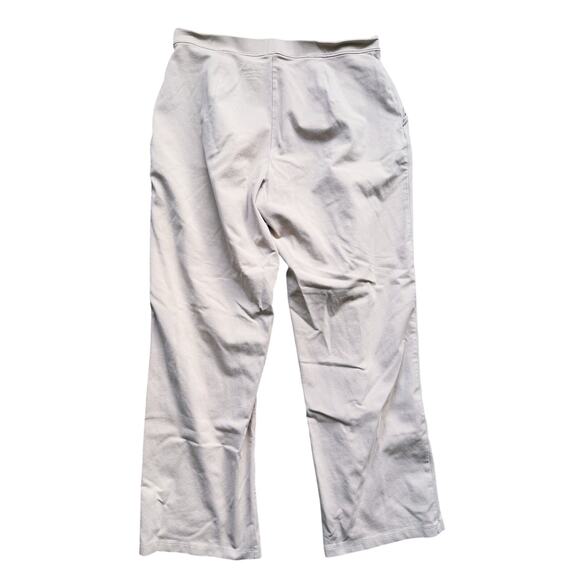 L.L.Bean Women’s Elastic Waist Cropped Canvas Pants Beige Khaki Medium Petite - Picture 2 of 4